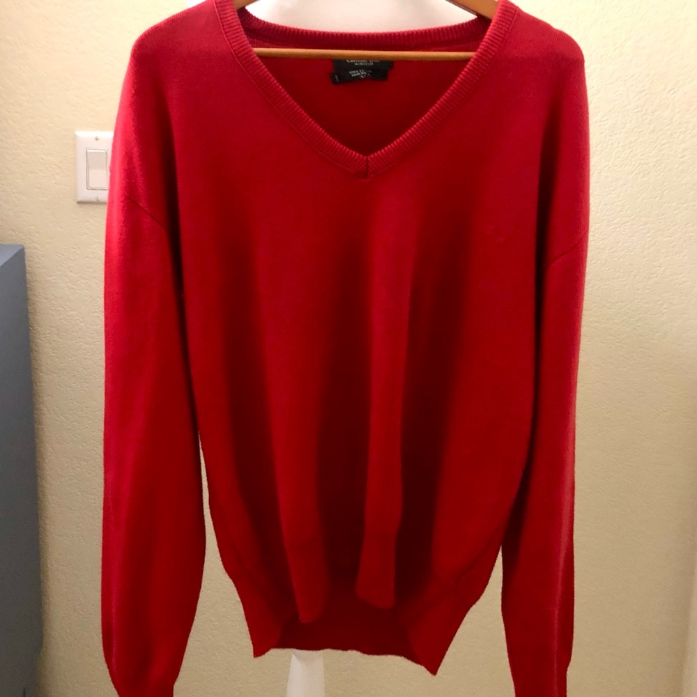 Christian Dior Monsieur Vintage Classic Red V-Neck Sweater